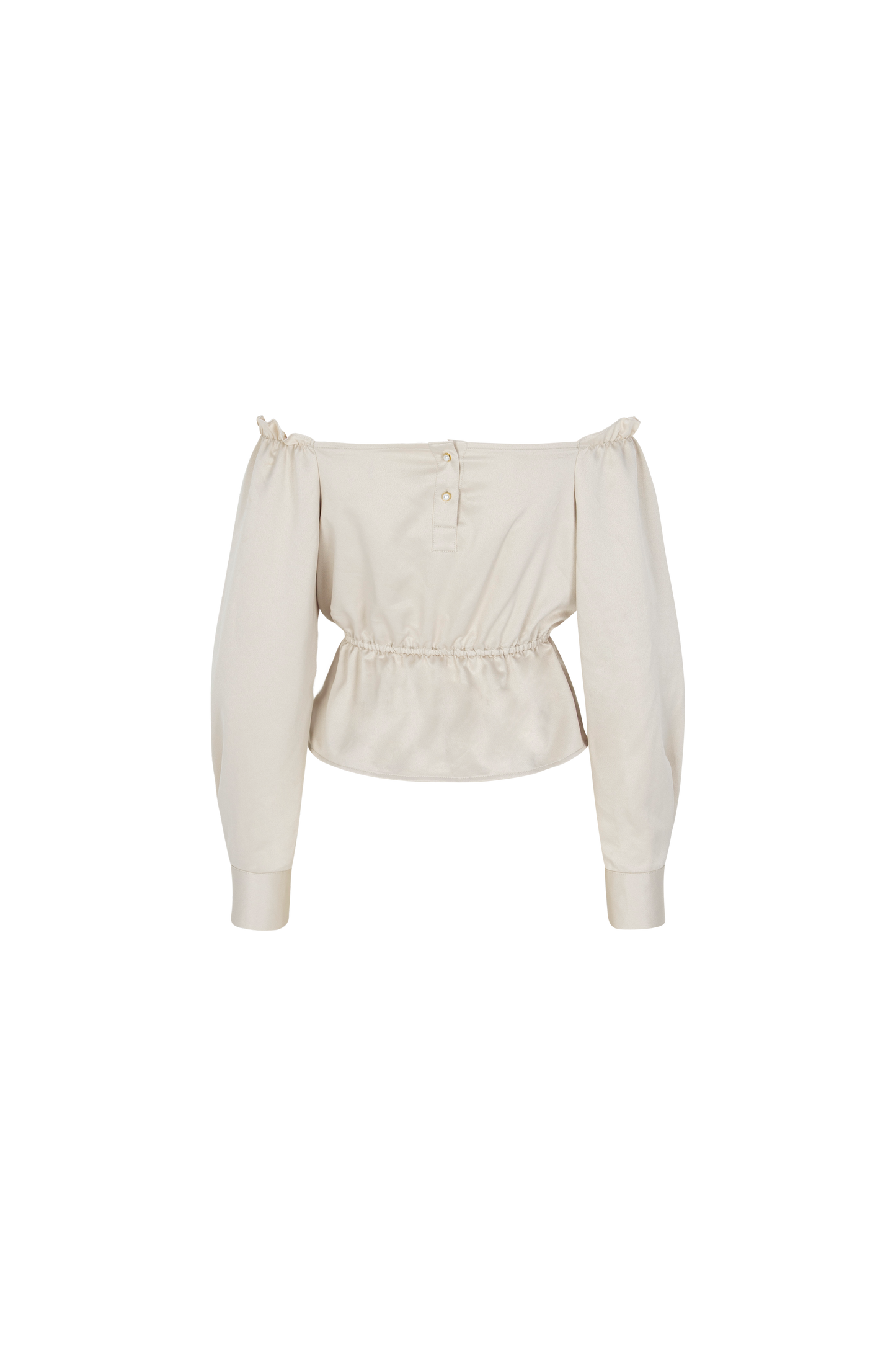 Satin Off Shoulder Blouse - Beige
