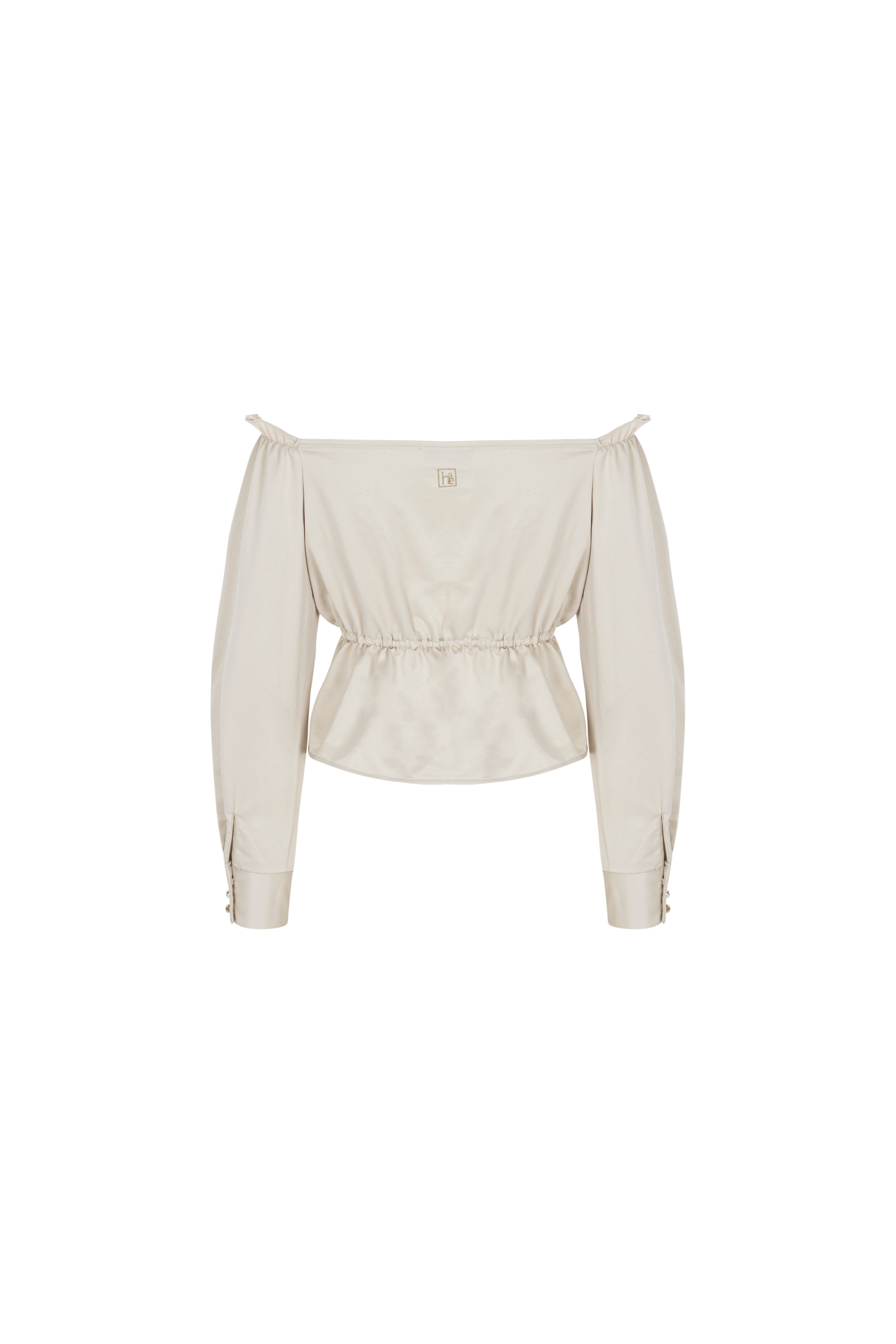 Satin Off Shoulder Blouse - Beige