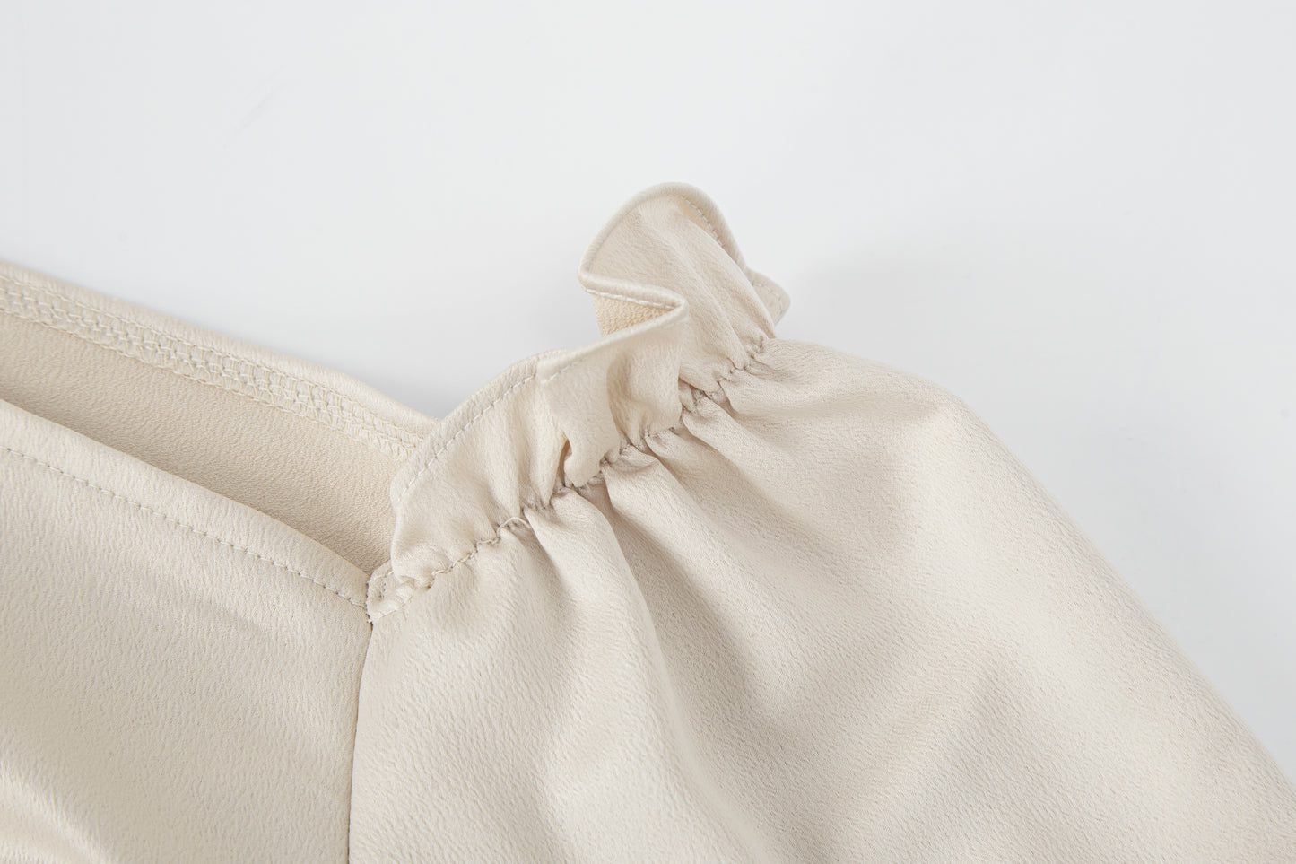 Satin Off Shoulder Blouse - Beige