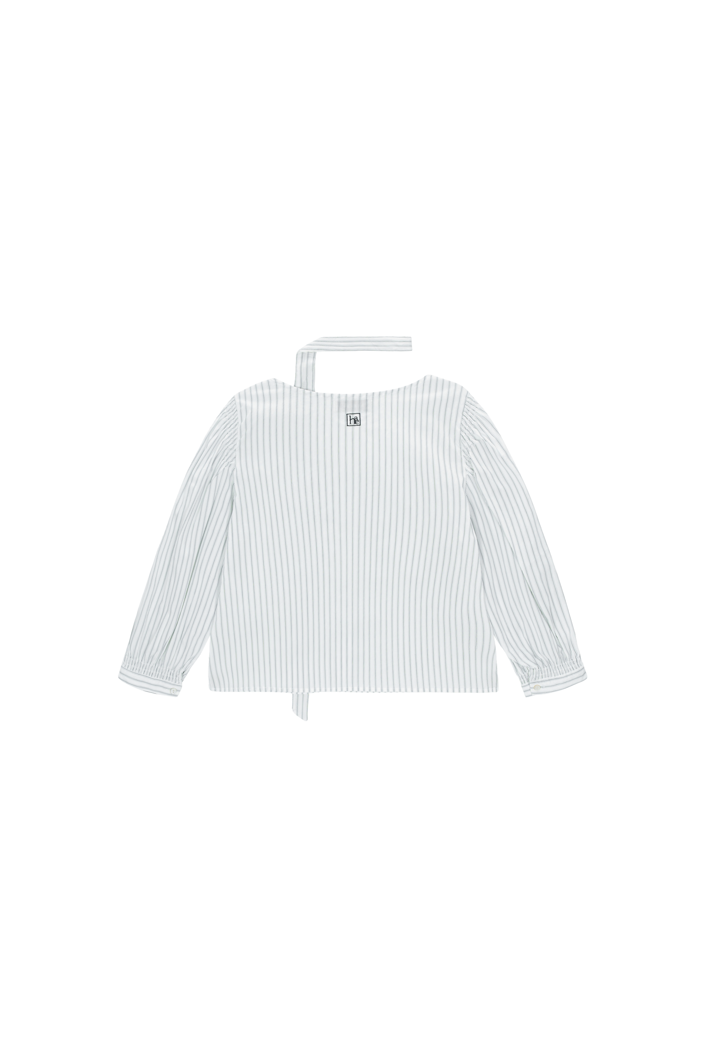 Square Neck Tie Blouse - Navy