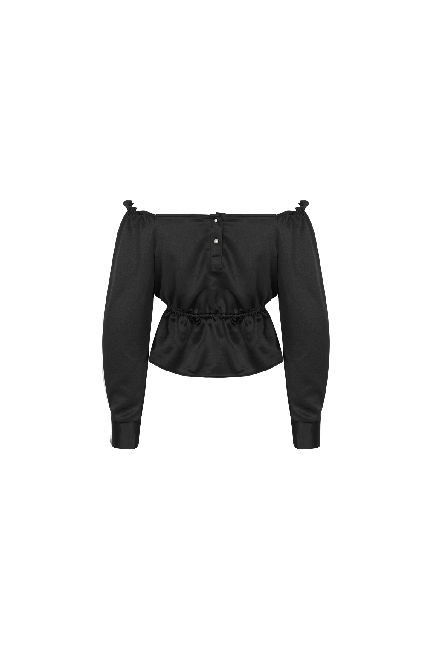 Satin Off Shoulder Blouse - Black