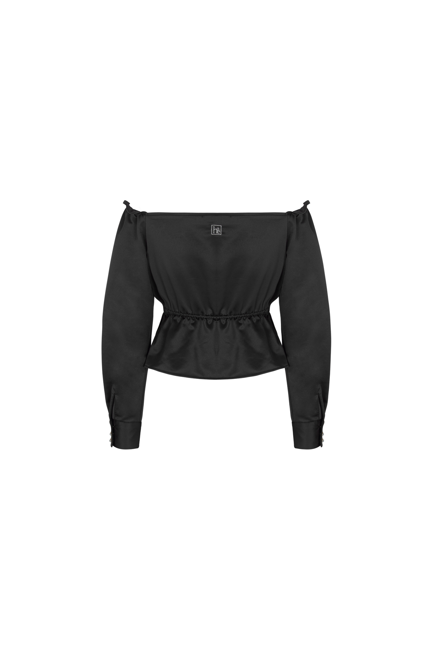 Satin Off Shoulder Blouse - Black