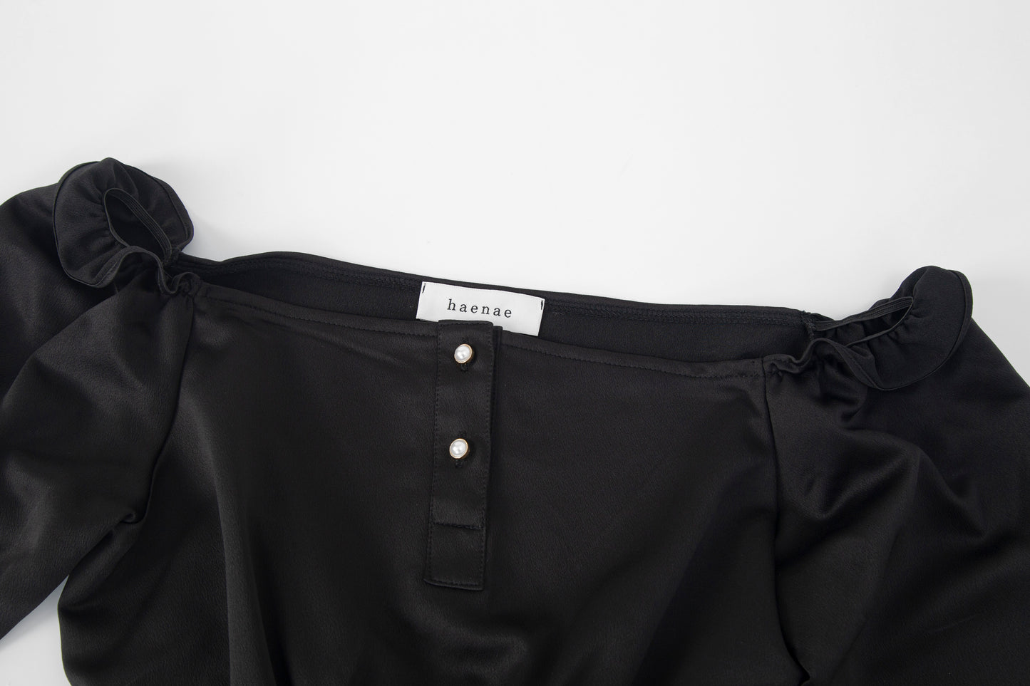 Satin Off Shoulder Blouse - Black