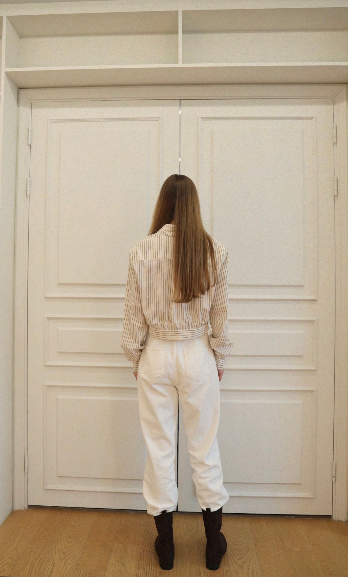 Striped Crop Shirt With Tie - Butter